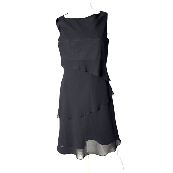 Jones New York Dresses & Skirts - Jones New York Women's Black Chiffon & Beaded Tiered Cocktail Dress Size 6